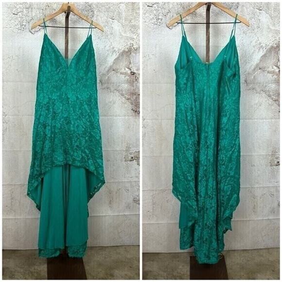 DB floral lace emerald goddess maxi dress size 20 whimsical glam boho formal - Picture 5 of 5